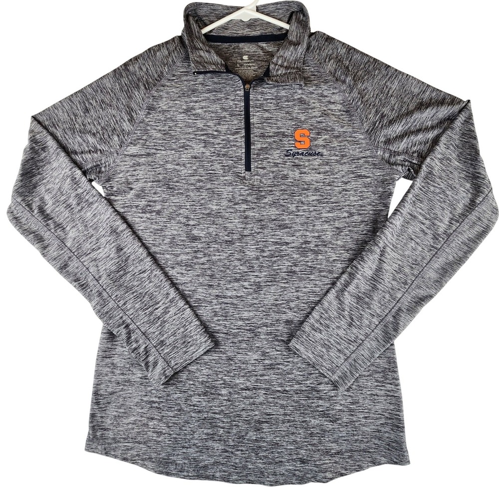 Syracuse Orange Colosseum Mens Large Gray Space Dye Quarter Zip Pullover Shirt